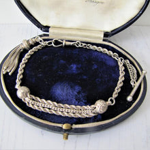 Charger l'image dans la galerie, Antique Silver Albertina Bracelet with Tassel Charm, T-Bar & Dog Clip - MercyMadge