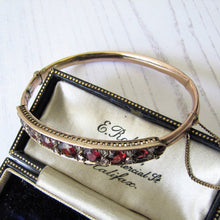 Charger l'image dans la galerie, Antique 9ct Rose Gold Garnet & Mine Cut Diamond Bracelet. - MercyMadge
