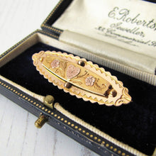 Charger l'image dans la galerie, Antique Victorian 9ct Gold Sweetheart Brooch, Engraved Heart & Forget-me-Nots