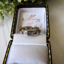 Cargar imagen en el visor de la galería, Vintage 9ct Gold, Sapphire & CZ Diamond Eternity Ring