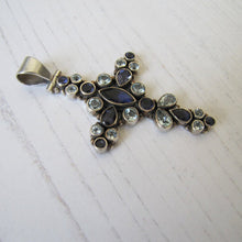 Charger l'image dans la galerie, Victorian Amethyst & Blue Topaz Silver Cross Pendant