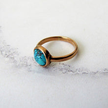 Charger l'image dans la galerie, Victorian Bezel Ring, Turquoise, 9ct Rose Gold