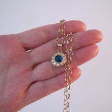 Cargar imagen en el visor de la galería, Vintage 14ct Gold Evil Eye Pendant & Chain