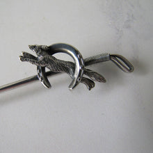 Charger l'image dans la galerie, Antique Victorian Silver Horseshoe, Fox & Crop Stock Pin