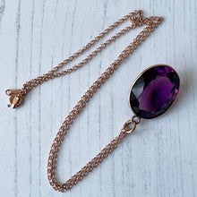 Charger l'image dans la galerie, Edwardian 9ct Rose Gold & Paste Amethyst Pendant