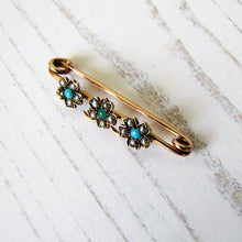 Charger l'image dans la galerie, Antique Victorian 15ct Gold, Turquoise & Pearl Stock Pin - MercyMadge