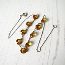 Charger l'image dans la galerie, Art Deco Citrine Necklace, Sterling Silver Czech Glass Crystal Necklace. - MercyMadge