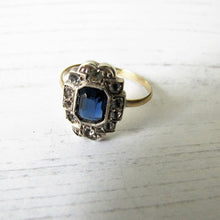 Charger l'image dans la galerie, Art Deco 9ct Gold Paste Diamond & Sapphire Ring - MercyMadge