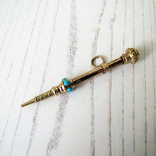 Charger l'image dans la galerie, Victorian 15ct Gold & Turquoise Pencil Pendant Fob - MercyMadge