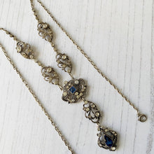 Cargar imagen en el visor de la galería, Edwardian Paste Diamond & Sapphire Lavalier Necklace