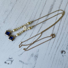 Charger l'image dans la galerie, Edwardian 9ct Gold, Pearl & Sapphire Negligee Necklace