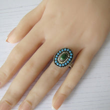 Cargar imagen en el visor de la galería, Antique Austro Hungarian Turquoise & Pearl Ring - MercyMadge