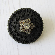 Charger l'image dans la galerie, Victorian Irish Bog Oak & Paste Diamond Shamrock Brooch