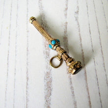 Charger l'image dans la galerie, Victorian 15ct Gold & Turquoise Pencil Pendant Fob - MercyMadge