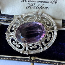 Cargar imagen en el visor de la galería, Victorian Amethyst & Silver Celtic Knot Work Brooch
