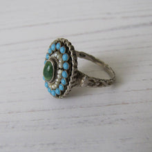 Cargar imagen en el visor de la galería, Antique Austro Hungarian Turquoise & Pearl Ring - MercyMadge