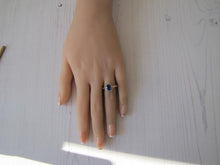 Cargar imagen en el visor de la galería, Vintage 9ct Gold, Blue Topaz & White Spinel Cluster Ring