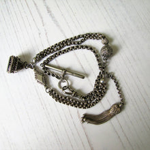 Charger l'image dans la galerie, Antique Silver Albertina with Charms, Fob, T-Bar & Dog Clip - MercyMadge