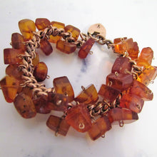 Cargar imagen en el visor de la galería, Victorian 9ct Rose Gold Amber Charm Bracelet With Heart Padlock Clasp - MercyMadge