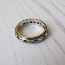 Cargar imagen en el visor de la galería, Vintage 9ct Gold, Sapphire & CZ Diamond Eternity Ring