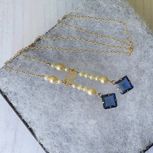 Charger l'image dans la galerie, Edwardian 9ct Gold, Pearl & Sapphire Negligee Necklace