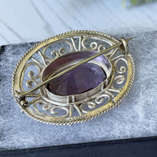 Cargar imagen en el visor de la galería, Victorian Amethyst & Silver Celtic Knot Work Brooch