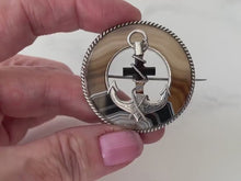 Load and play video in Gallery viewer, Victorian Scottish Silver Banded Agate Cross &amp; Anchor Brooch
