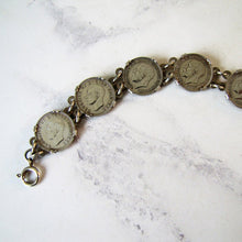 Load image into Gallery viewer, Vintage British 1930s 'Thrup'nny Bit' Silver Coin Bracelet
