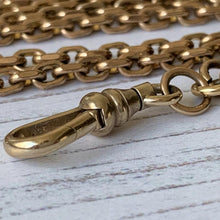 Charger l'image dans la galerie, Antique Solid 9ct Gold 56" Guard Chain With Dog Clip
