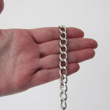 Charger l'image dans la galerie, Victorian Style Silver Curb Chain Bracelet, Heart Padlock Clasp - MercyMadge