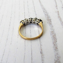 Charger l'image dans la galerie, Edwardian Revival 14ct Gold CZ Diamond & Sapphire Eternity Ring - MercyMadge