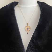 Charger l'image dans la galerie, Art Nouveau 9ct Gold and Amethyst Pendant Necklace
