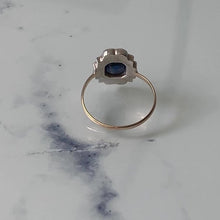 Charger l'image dans la galerie, Art Deco 9ct Gold Paste Diamond & Sapphire Ring - MercyMadge