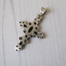 Charger l'image dans la galerie, Victorian Amethyst & Blue Topaz Silver Cross Pendant