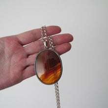 Charger l'image dans la galerie, Antique Victorian Scottish Banded Agate Silver Pendant Necklace - MercyMadge