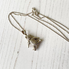 Cargar imagen en el visor de la galería, Vintage English Silver Articulated Teddy Bear Pendant & Chain
