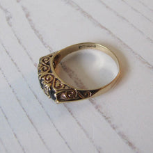 Cargar imagen en el visor de la galería, Vintage 9ct Gold Edwardian Revival Sapphire & Diamond Boat Ring