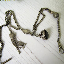 Charger l'image dans la galerie, Antique Silver Albertina with Charms, Fob, T-Bar & Dog Clip - MercyMadge