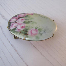 Charger l'image dans la galerie, Antique Hand Painted Porcelain Large Brooch