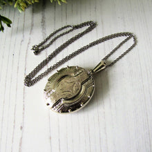 Load image into Gallery viewer, Vintage Sterling Silver Large Victorian Style Book Chain Locket - MercyMadge