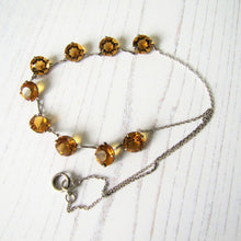 Charger l'image dans la galerie, Art Deco Citrine Necklace, Sterling Silver Czech Glass Crystal Necklace. - MercyMadge
