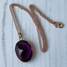 Charger l'image dans la galerie, Edwardian 9ct Rose Gold & Paste Amethyst Pendant