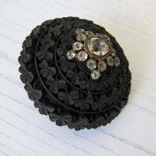 Charger l'image dans la galerie, Victorian Irish Bog Oak & Paste Diamond Shamrock Brooch