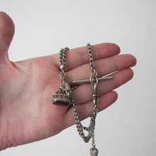 Charger l'image dans la galerie, Antique Silver Albertina with Charms, Fob, T-Bar & Dog Clip - MercyMadge