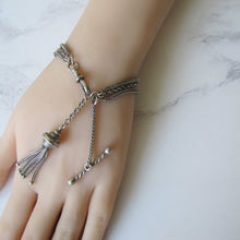 Charger l'image dans la galerie, Victorian Silver Albertina Bracelet with Shell Charms, Tassel, T-Bar & Dog Clip