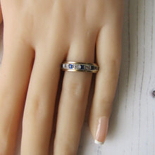 Cargar imagen en el visor de la galería, Vintage 9ct Gold, Sapphire & CZ Diamond Eternity Ring