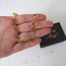 Charger l'image dans la galerie, Art Deco Citrine Necklace, Sterling Silver Czech Glass Crystal Necklace. - MercyMadge