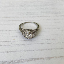 Lade das Bild in den Galerie-Viewer, Antique 14ct White Gold Diamond Filigree Ring - MercyMadge