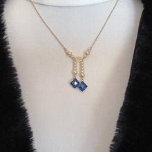 Charger l'image dans la galerie, Edwardian 9ct Gold, Pearl & Sapphire Negligee Necklace