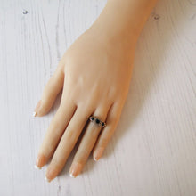 Cargar imagen en el visor de la galería, Vintage 9ct Gold Edwardian Revival Sapphire & Diamond Boat Ring